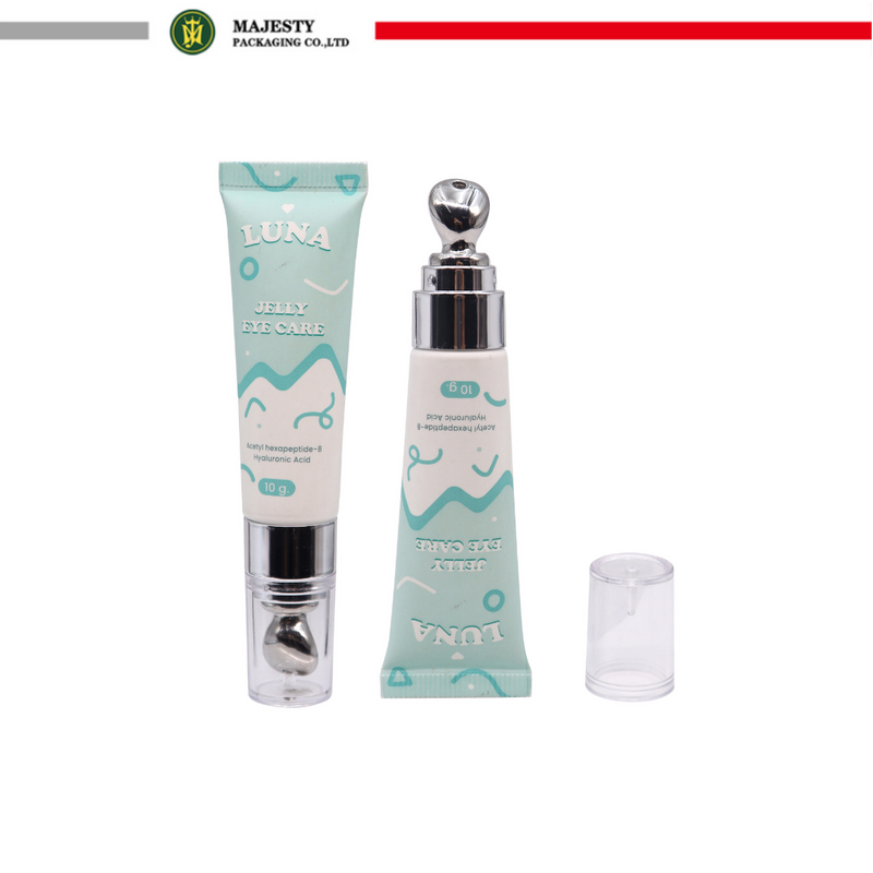 Tubo de crema para ojos bonito y único con aplicador de aleación de Zinc, embalaje cosmético de plástico, tubo de masaje de plástico para el cuidado de los ojos de 10ml-30ml