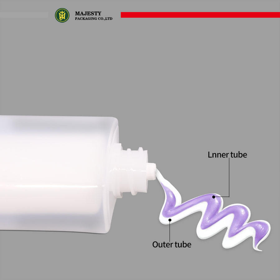Tubo de doble cámara de doble capa, tapa abatible de cerámica, loción corporal, lavado de cara, tubo de plástico, embalaje cosmético, tubo exprimidor para el cuidado de la piel