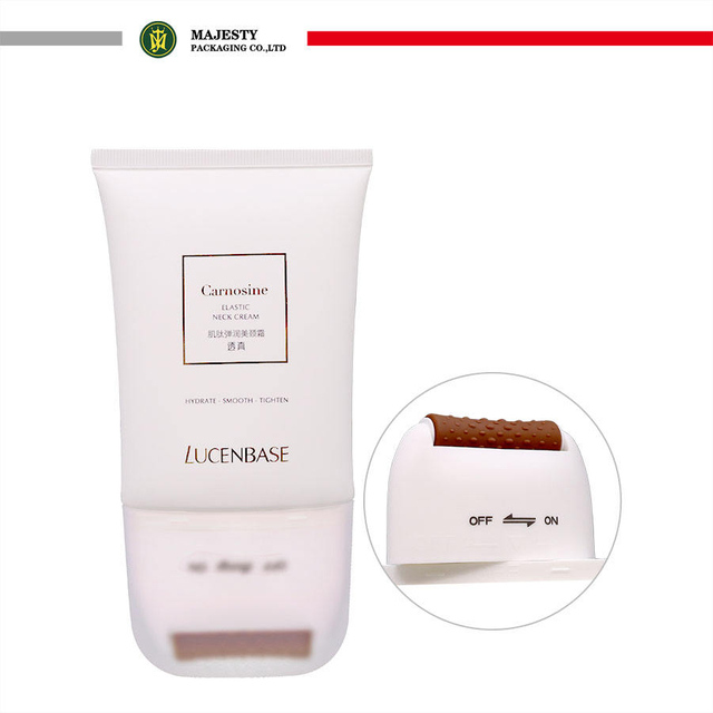 Tubo exprimidor de plástico ovalado vacío de 120ml con rodillo de masaje para tubo cosmético de loción crema con rodillo de encendido y apagado de silicona