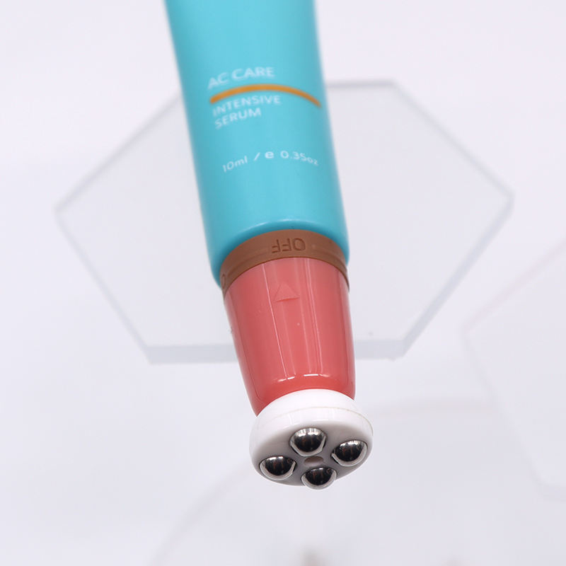 Aplicador de bola de 4 rodillos personalizado, tubo cosmético vacío con cabezal de interruptor de encendido/apagado para tubo cosmético de masaje de crema para ojos