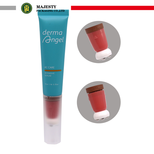 Aplicador de bola de 4 rodillos personalizado, tubo cosmético vacío con cabezal de interruptor de encendido/apagado para tubo cosmético de masaje de crema para ojos