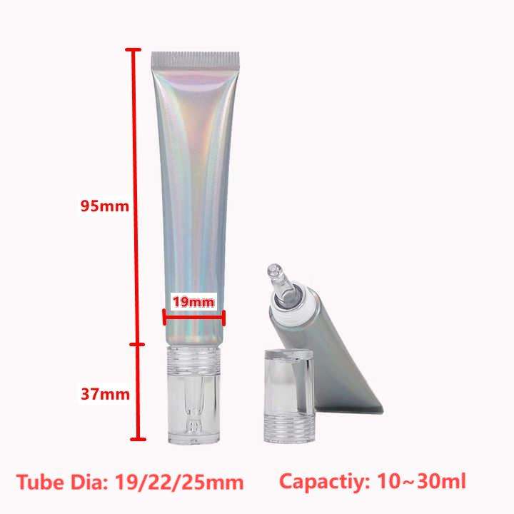 Envase de crema para ojos personalizado, tubo de PE suave plateado de 10ml y 20ml con etiqueta UV para cosméticos, tubo ABL, tubo exprimidor