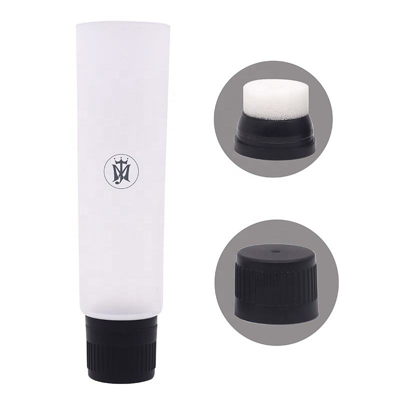 Envase de tubo cosmético de plástico con interruptor, aplicador de esponja, limpiador facial, tubo de plástico para el cuidado facial, tubo de 70ml, 100ml y 150ml