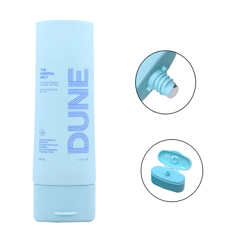 OEM 30ml 50ml Tubos de plástico PE planos ovalados con tapa abatible para protector solar BB Cream Foundation Crema facial Envase cosmético para apretar