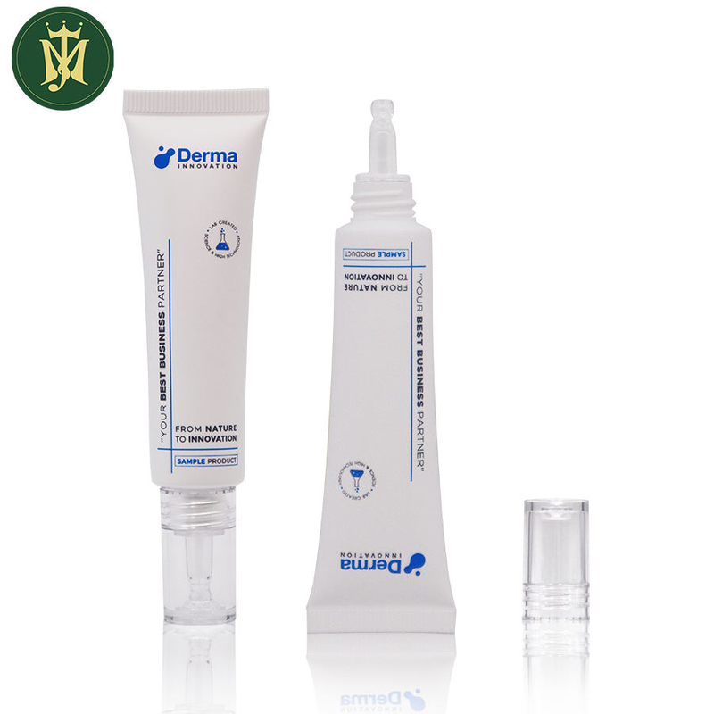 Tubos de plástico PETG transparentes personalizados, cubierta de gota de boca larga para crema cosmética para ojos, protector solar de esencia, 10ml-30ml