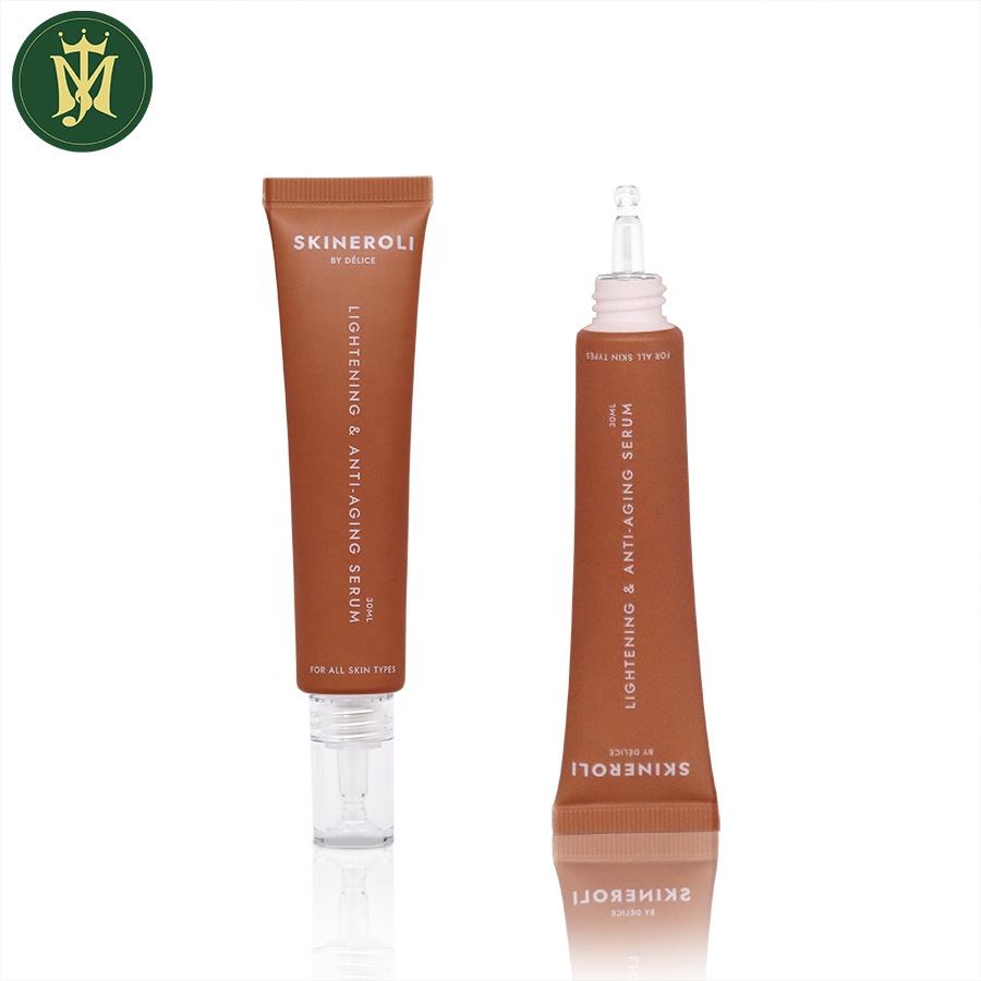 Tubos de plástico PETG transparentes personalizados de 10 ml-30 ml con impresión Offset de cubierta de boca larga para esencia de crema cosmética para ojos
