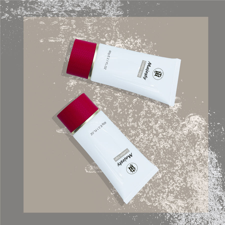 Limpiador de crema facial de tubo de plástico de maquillaje cosmético de tubo de protección solar de tubo suave personalizado con tapa de torsión de flujo central