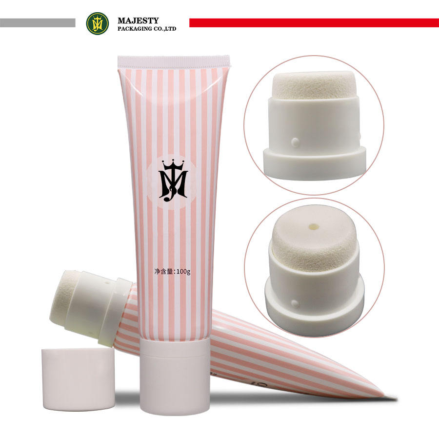 Tubo de plástico personalizado con aplicador de esponja para crema depilatoria, embalaje de cosméticos, tubo para el cuidado de la piel, embalaje de tubo de plástico