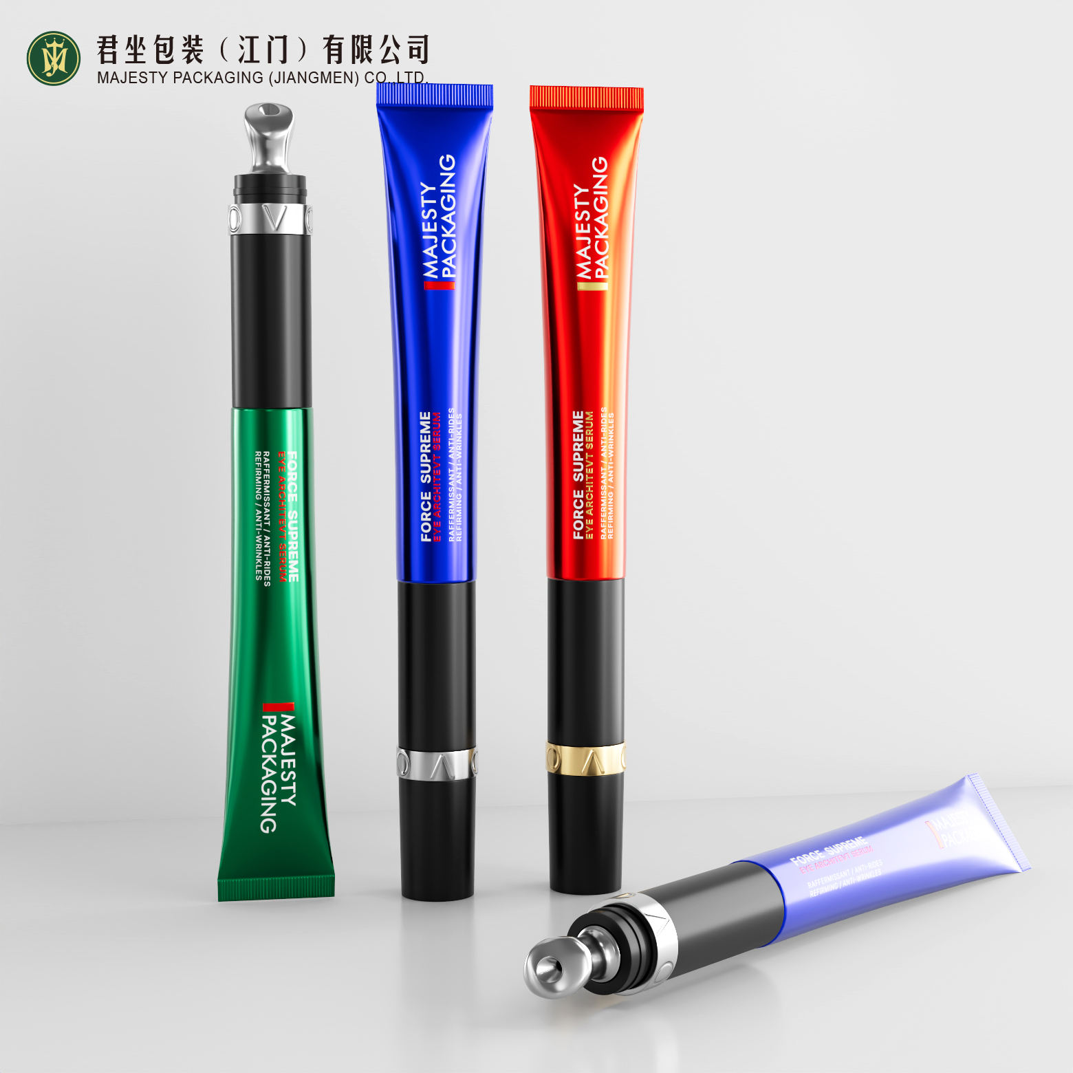 Tubo de crema para ojos con masaje vibratorio de aluminio personalizado ABL, 15ml, embalaje cosmético de plástico, aplicador de lápiz labial, superficie de etiquetado