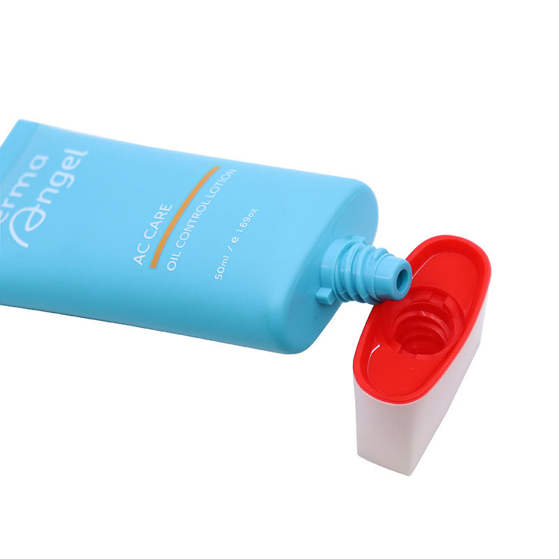 Tubos de plástico PE planos ovalados OEM de 30ml/50ml para cosméticos, envases exprimibles, tapón de rosca serigrafiado, protector solar, base en crema BB