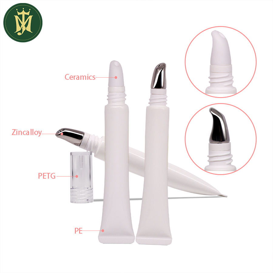 Tubo de cerámica para crema de ojos cometic personalizado, 10ml, 15ml, 20ml, con cabezal de aleación de zinc, envase de plástico vacío para uso cosmético