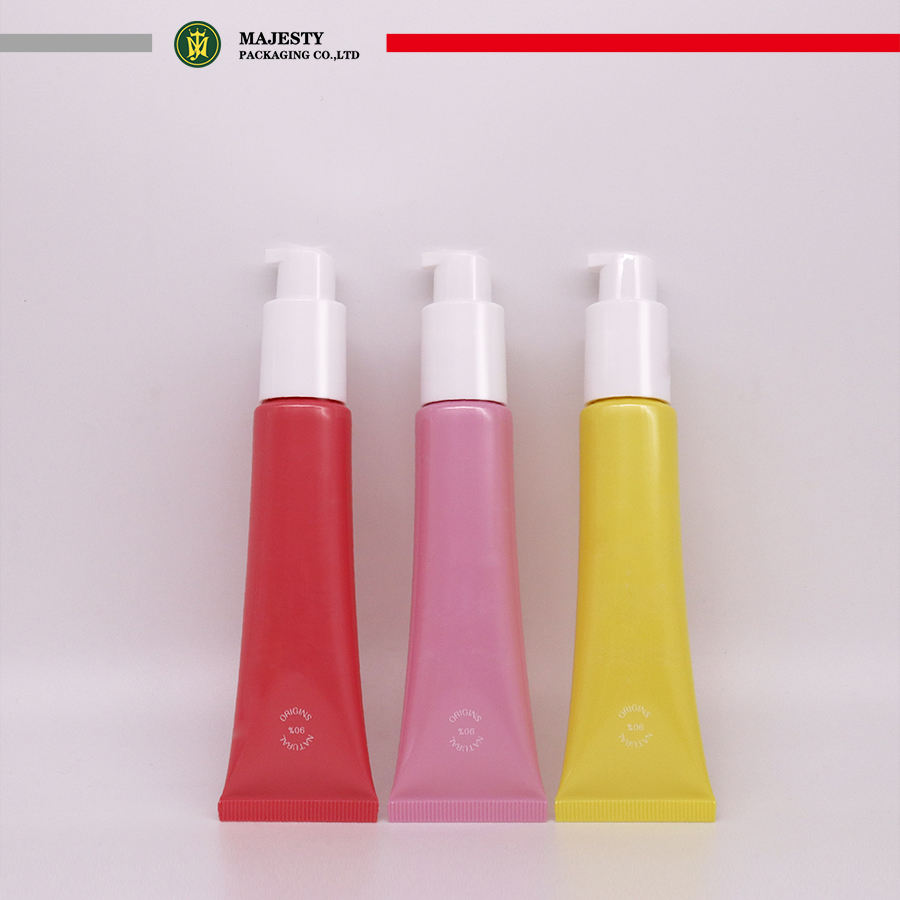 Tubo de loción de bomba cosmética de plástico personalizado, 30ml-60ml, aislamiento de protector solar, base líquida, embalaje de cabezal de bomba de vacío