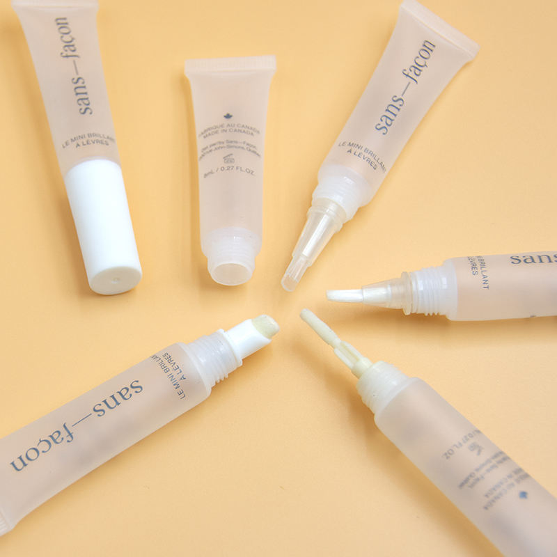 Tubos de brillo de labios de plástico vacíos con cabezal de cepillo, envase exprimidor de cosméticos limpio, embalaje para maquillaje, cuidado de labios