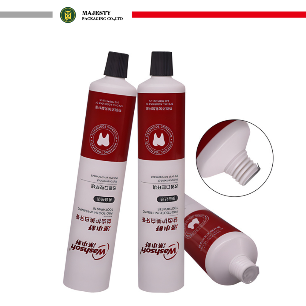Aplicador de boquilla personalizado de 35mm de diámetro, tubo vacío de 50 ~ 130 ml de capacidad, tapón de rosca para tubo de pasta de dientes cosmética brillante