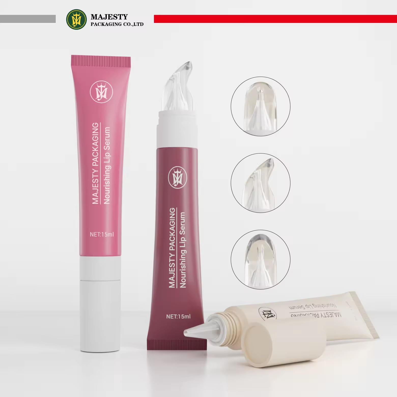 Tubo de lápiz labial y brillo de labios de PP suave personalizado con aplicador de plástico con tapón de rosca y cuentagotas para cosméticos