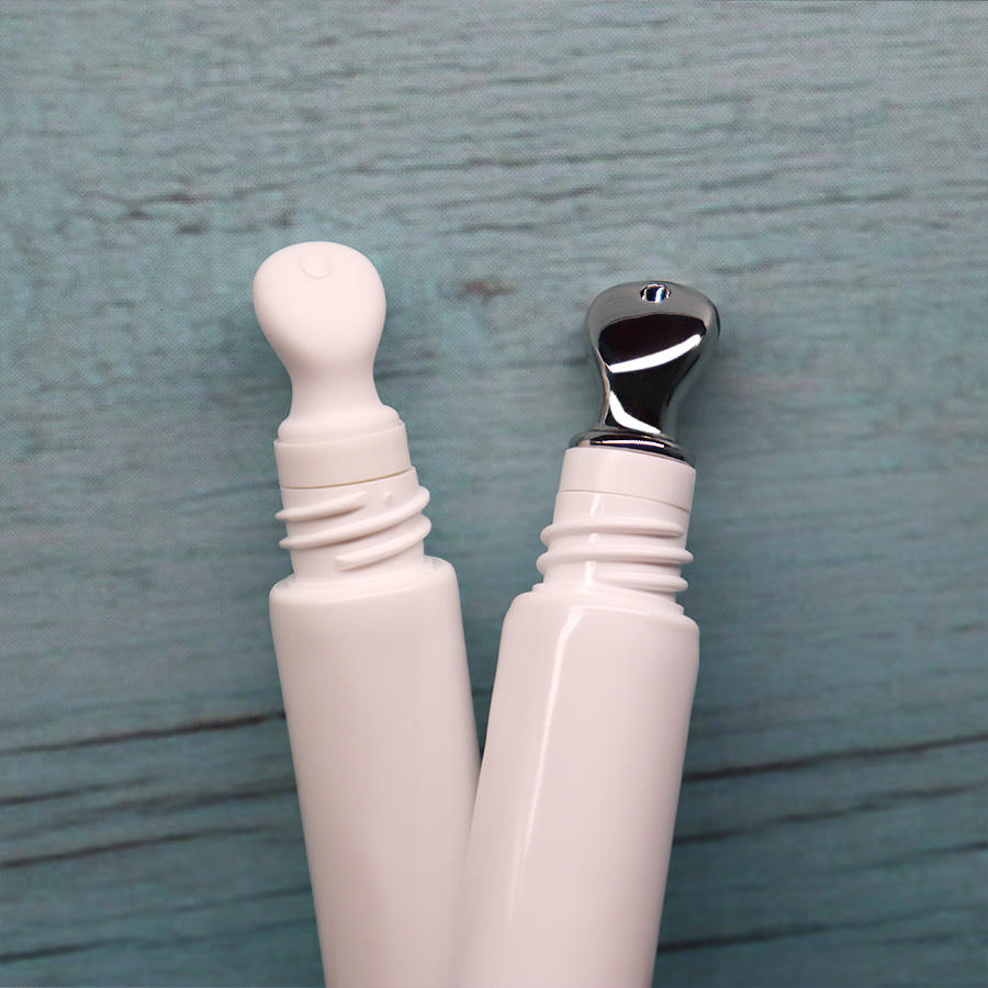 Tubo de plástico de la nueva serie popular con aleación de zinc o aplicador de cerámica Tapa PETG Tubo cosmético de plástico Embalaje Bálsamo labial Lápiz labial