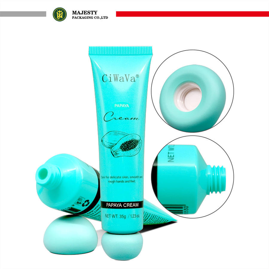 Lavadora facial de plástico para el cuidado de la piel, tubo vacío con tapón de rosca de cerámica personalizado de 35 Ml con tubo exprimidor, tubo cosmético para loción corporal