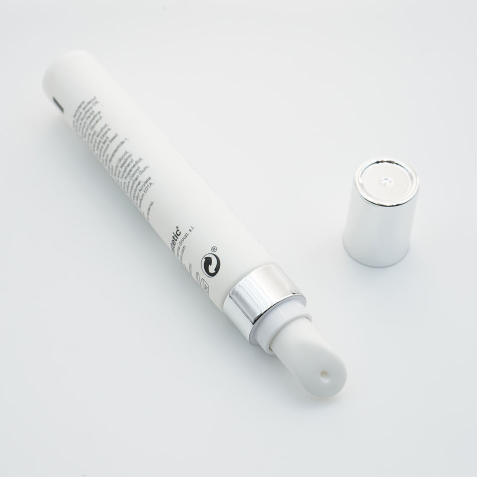 Personalizado de 19 mm de diámetro. Tubo de crema para ojos vacío, 10ml, 15ml, 20ml, embalaje superior de cerámica de masaje de plástico con aplicador de placa de cerámica