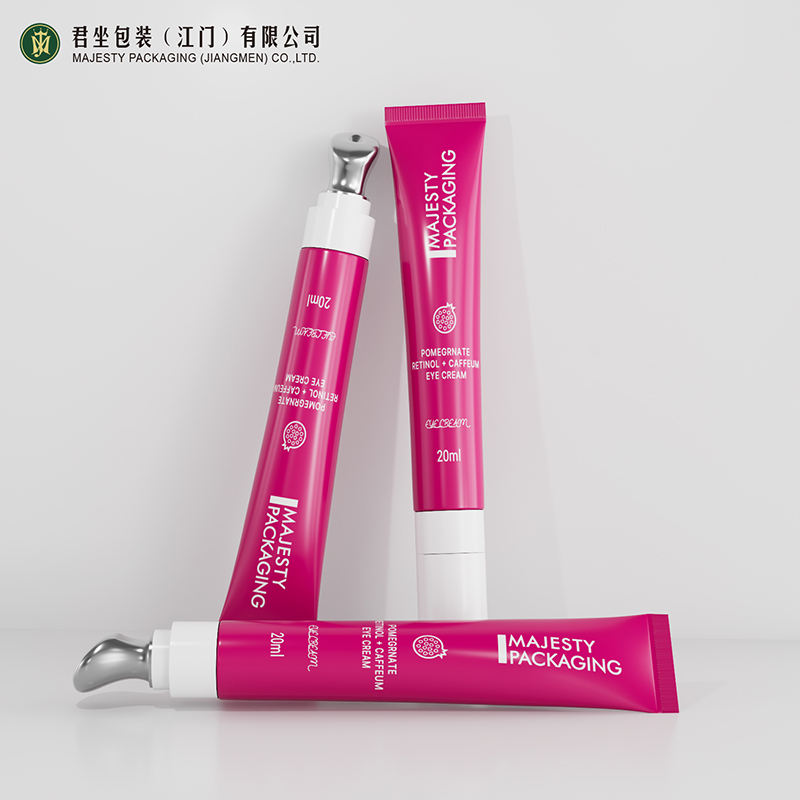 Tubo de plástico de embalaje cosmético vacío personalizado, aplicador de Metal de aleación de Zinc vibrante, cabezal de suero, masaje para apretar, crema para ojos y labios