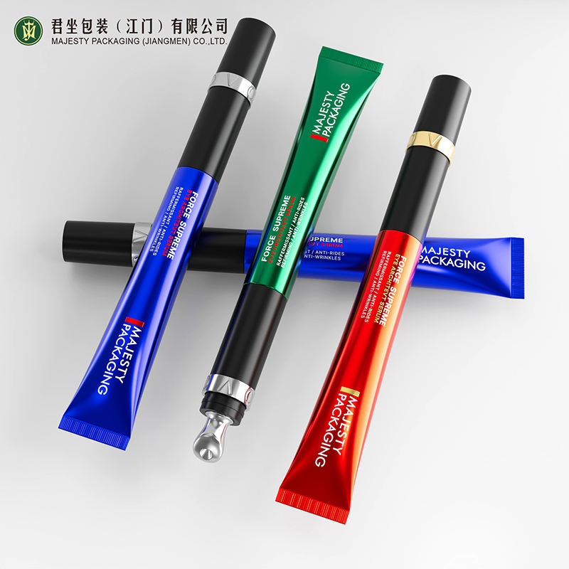 Logotipo personalizado, 15ml, 20ml, tubos de plástico de masaje eléctrico de alta gama, crema de ojos de aluminio vacía, aplicación de Metal de aleación de Zinc vibrante