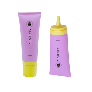Tubo de gel de ducha y champú de 200ML personalizado, tubo suave cosmético para acondicionador de cabello, tubo de plástico con tapa de boquilla larga
