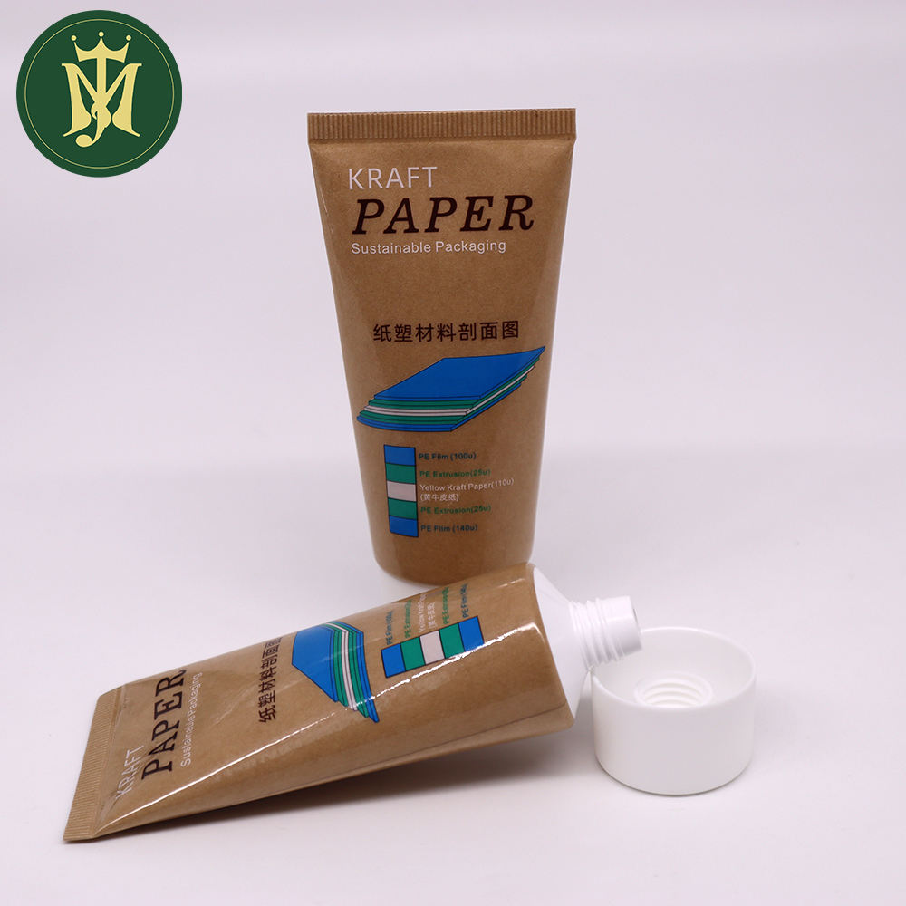 Embalaje de reciclaje ecológico, protección solar, crema de manos en tubo de plástico biodegradable, tubo prensado de papel Kraft