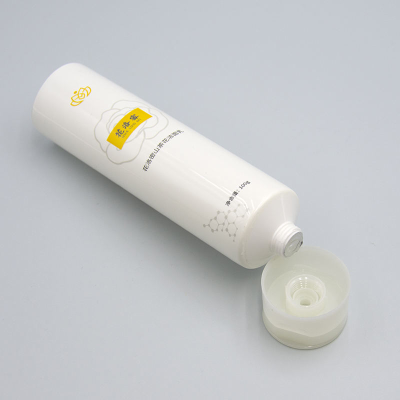 Tubo cosmético de OEM100ML-120ML para crema de manos, limpiador facial, tubo exprimidor de protector solar con tapa abatible, manejo de superficie de estampado en caliente
