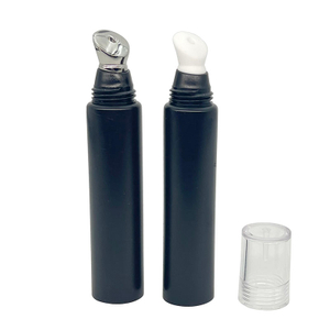 Tubo de plástico personalizado de fábrica de 15 ml para envases cosméticos de rímel con aplicador de aleación de zinc y tubo de crema para ojos de masaje de cerámica