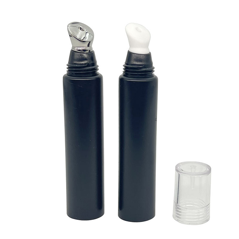 Tubo de plástico personalizado de fábrica de 15 ml para envases cosméticos de rímel con aplicador de aleación de zinc y tubo de crema para ojos de masaje de cerámica