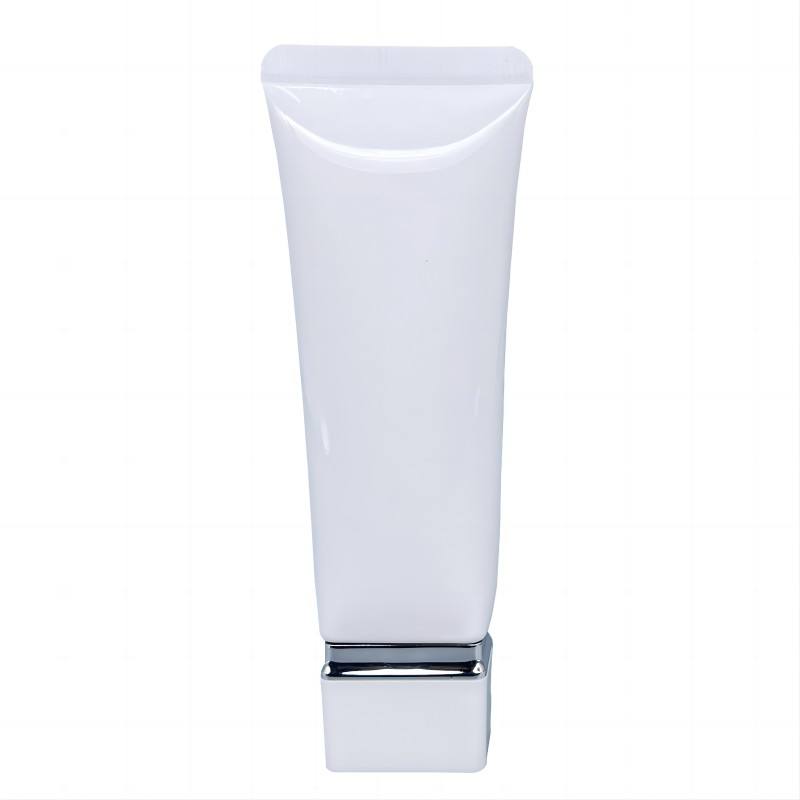 Envase exprimidor de crema de manos de tubo cosmético de PE de plástico blando de forma cuadrada con material de papel de etiquetado para cuidado de la piel y lápiz labial