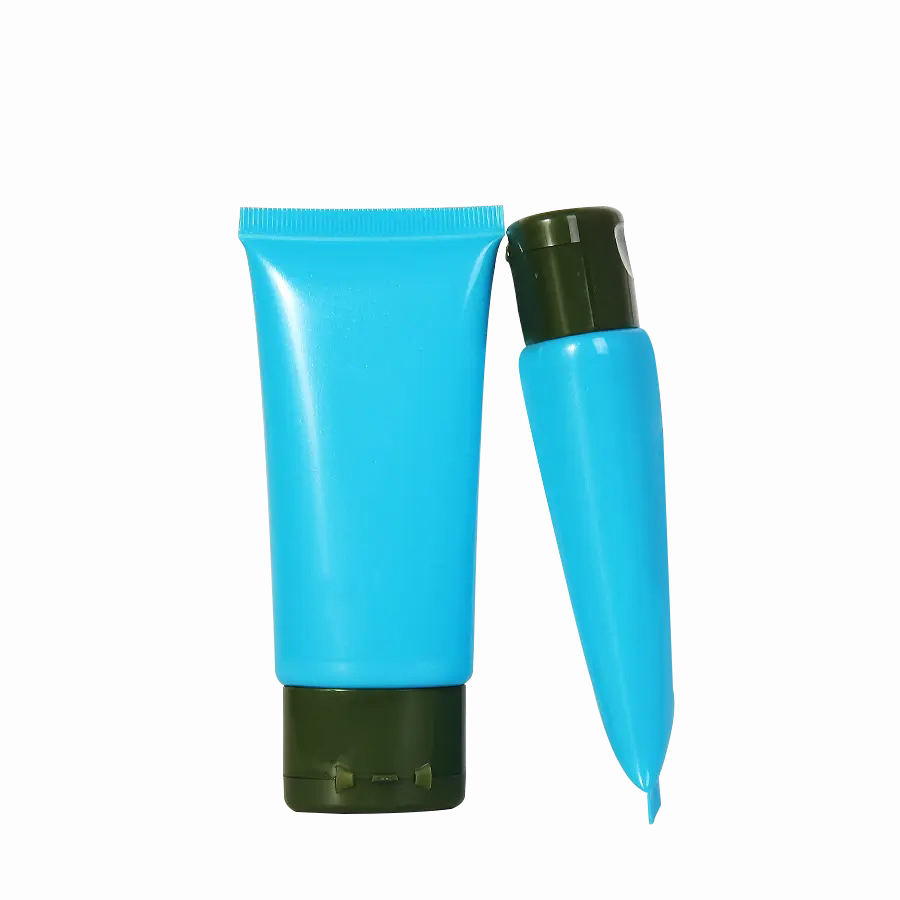 Tubo suave para el cuidado de la piel, envase de plástico, respetuoso con el medio ambiente, cosmético, tubo suave ovalado para crema de manos y cuidado de la piel con tapa abatible