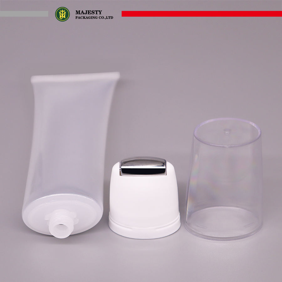 Tubo de masaje de tubo de bola de rodillo de acero inoxidable, tubo blanco de loción de embalaje cosmético vacío multifunción para crema de Spa