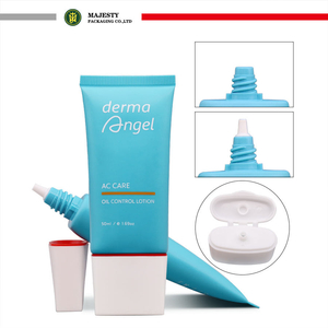 Tubo de plástico cosmético con tapa abatible para crema facial, embalaje de tubo de protección solar BB impreso con pantalla para el cuidado de la piel