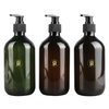 Juego de champú y acondicionador transparente ámbar vacío, 300ml, 500ml, embalaje, botella de PET de plástico para lavado a mano con bomba, reciclado