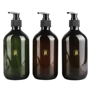 Juego de champú y acondicionador transparente ámbar vacío, 300ml, 500ml, embalaje, botella de PET de plástico para lavado a mano con bomba, reciclado