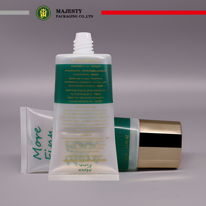 Tapa polígono de Metal ovalada personalizada, tubo de limpieza facial de 40mm de diámetro, 80 ~ 180 Ml, protector solar, loción corporal, base, tubo de crema BB