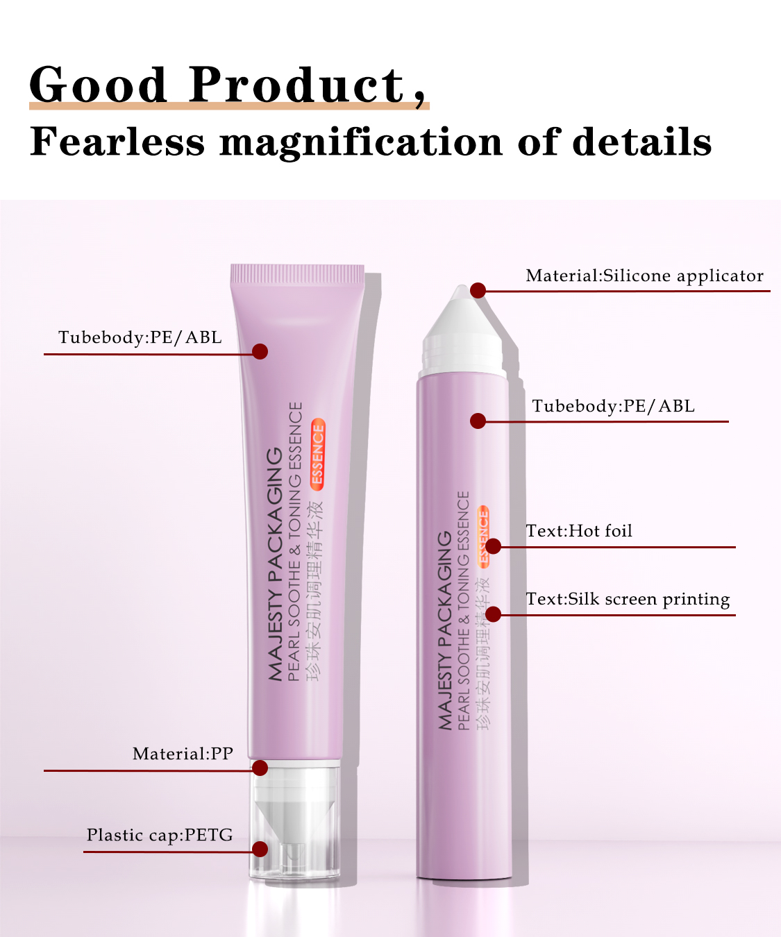 Tubo cosmético de plástico personalizado PEC PE 