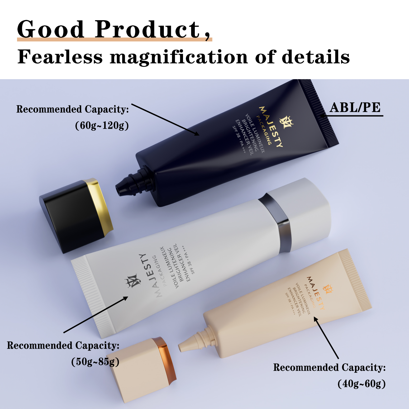 60 ml personalizado 80ml 100ml 120 ml de plástico vacío PE Squeeze tubo de envasado de cuidado de la piel Cosmética