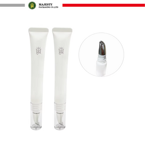 Envases de tubo de crema para ojos de plástico con aplicador de aleación de zinc Envases cosméticos de plástico para el cuidado de la piel 10 ml 15 ml 30 ml Tubo personalizado