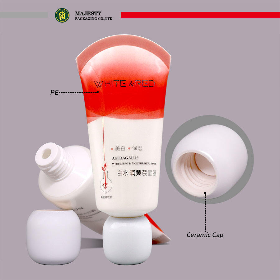 Tubo con tapa de cerámica para loción corporal y crema para ojos, contenedor de plástico con sellado sectorial de 30~50ml y serigrafía para uso cosmético