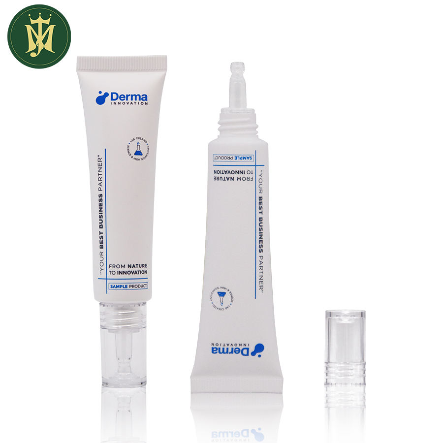 Tubos de plástico PETG transparentes personalizados, cubierta de gota de boca larga para crema cosmética para ojos, protector solar de esencia, 10ml-30ml