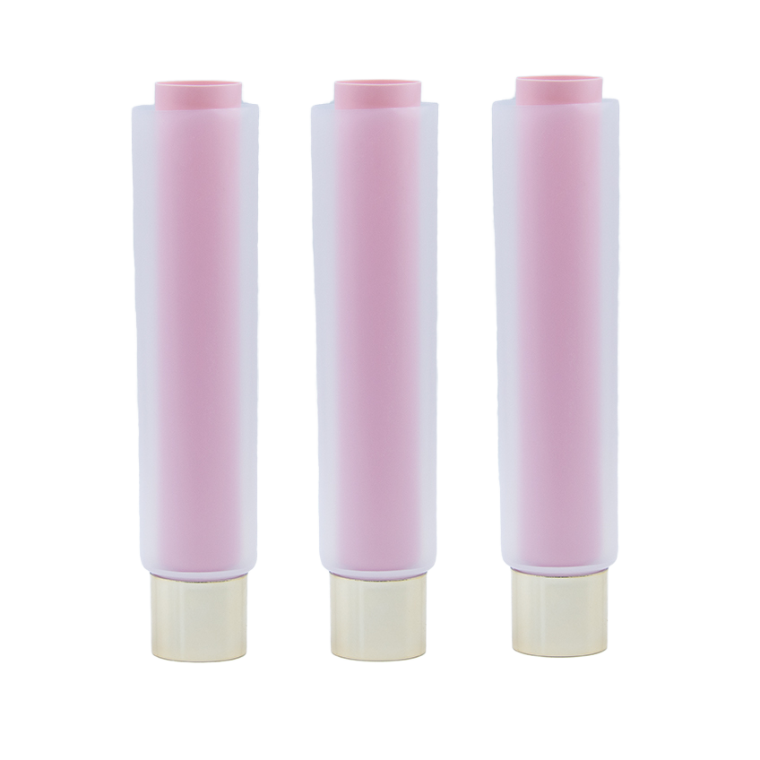Tubo de compresión suave transparente personalizado de doble cámara, embalaje extruido de PE doble, crema para el cuidado de la piel, protector solar facial, loción para ojos
