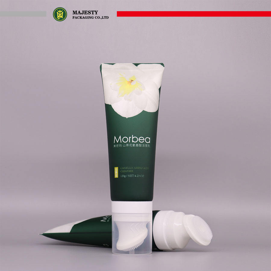 Tubo de limpiador facial personalizado, aplicador de silicona para apretar, tubo de plástico, embalaje cosmético, tubo suave para masaje