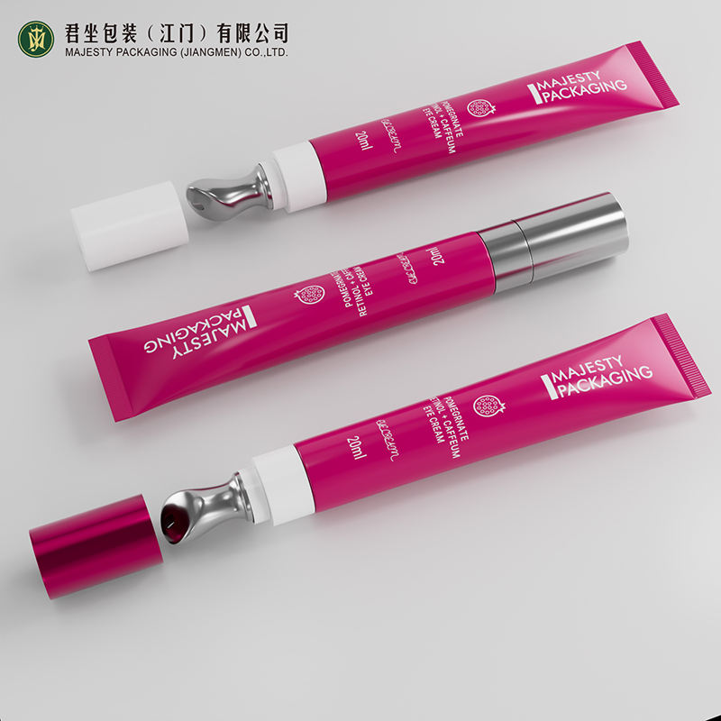 Tubo de plástico de embalaje cosmético vacío personalizado, aplicador de Metal de aleación de Zinc vibrante, cabezal de suero, masaje para apretar, crema para ojos y labios