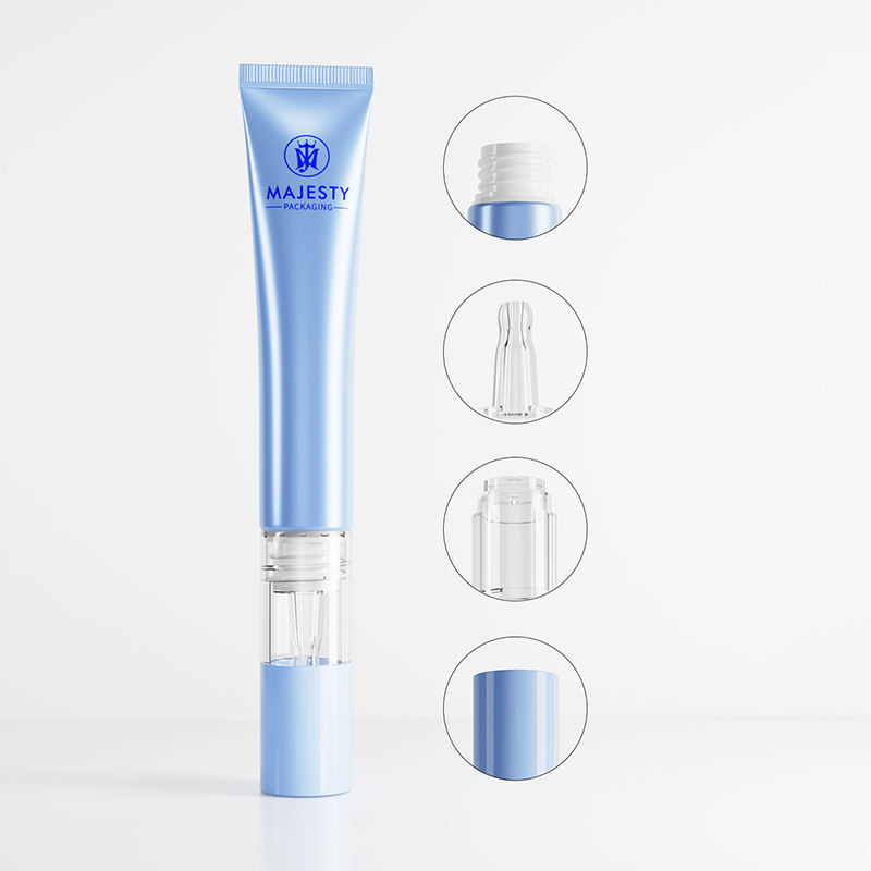 Tubo cosmético de plástico suave personalizado para crema de ojos y mascarilla con gotero transparente para embalaje exprimible de esencia para el cuidado de la piel
