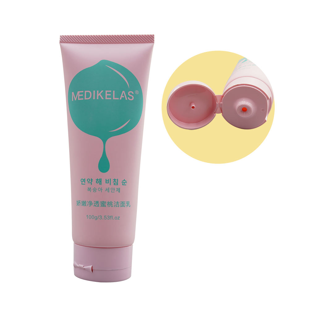 Máscara cosmética de plástico con tubo de embalaje de crema limpiadora facial con logotipo personalizado con tornillo o tapa abatible para lavado de cara