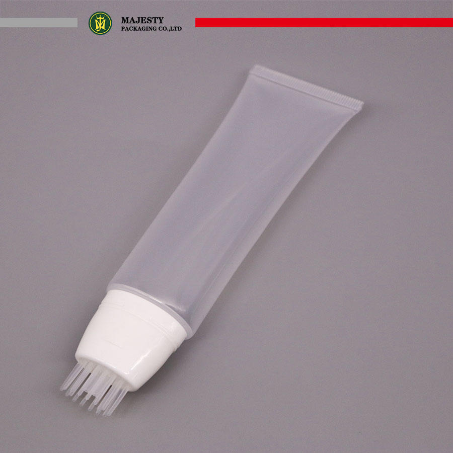 Tubo de champú para tinte para el cabello vacío personalizado, tubos transparentes exprimidores para tinte para el cabello, aplicador de cepillo de silicona con masaje en la cabeza