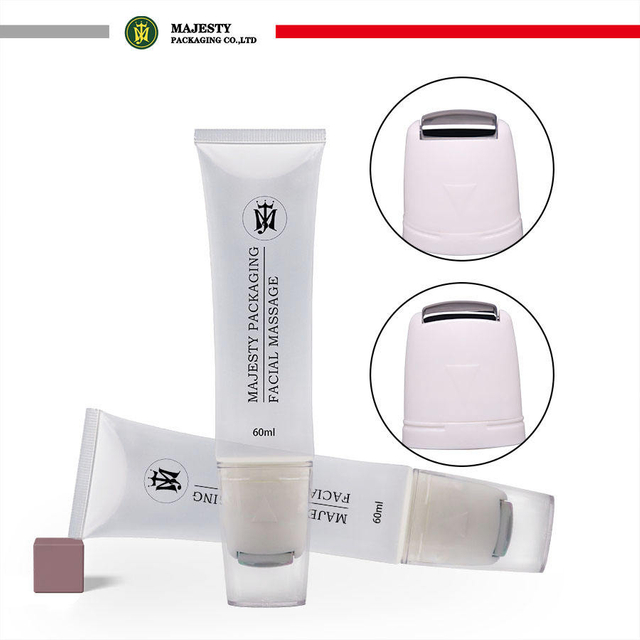 Tubo de masaje de tubo de bola de rodillo de acero inoxidable, tubo blanco de loción de embalaje cosmético vacío multifunción para crema de Spa