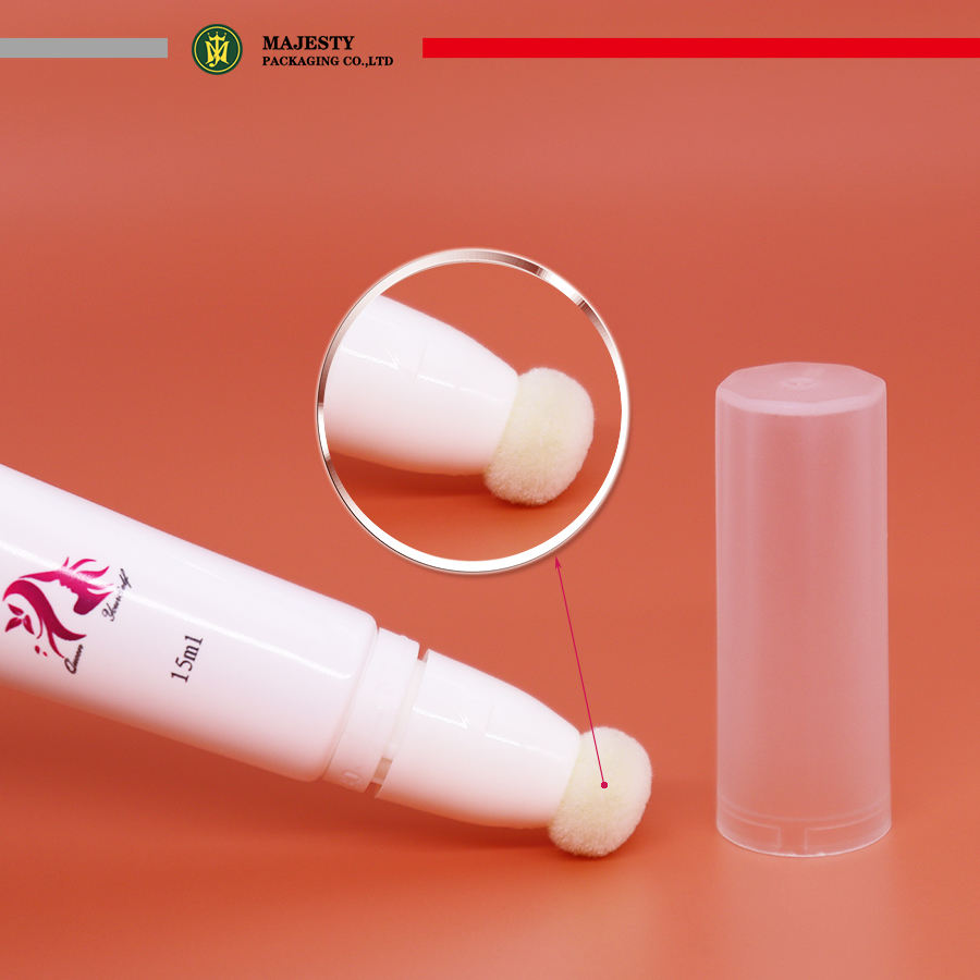 Tubo de brillo de labios vacío de plástico PE, 10ml, cojín de aire flocado, cabezal de esponja de esmalte de labios, tubo de embalaje cosmético, superficie de impresión Offset
