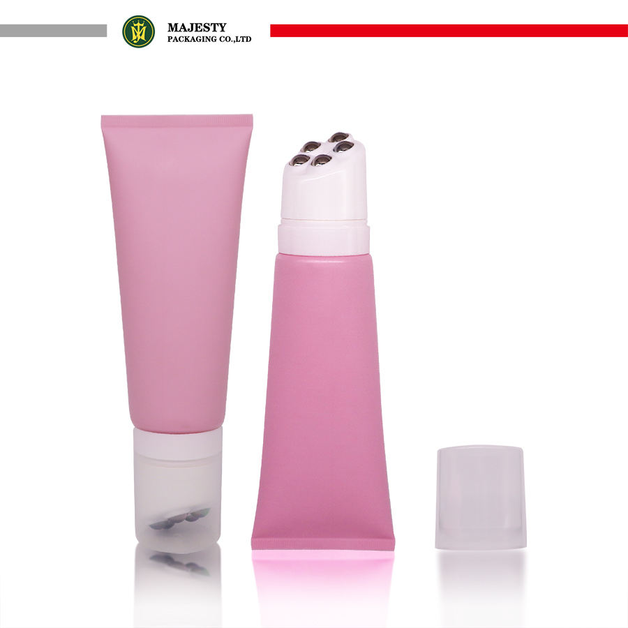 Tubo de bola de rodillo, tubo aplicador de masaje vacío suave, plástico cosmético de acero inoxidable, personalizado, D50mm, 5 colores personalizados gratis